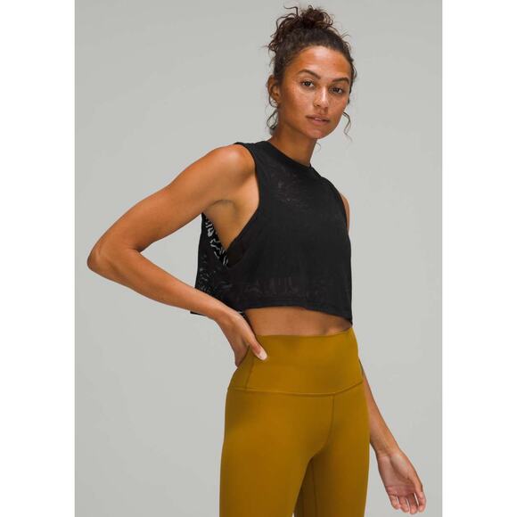 Lululemon All Yours Crop Tank Top Veil Black Size 6 - Picture 1 of 11